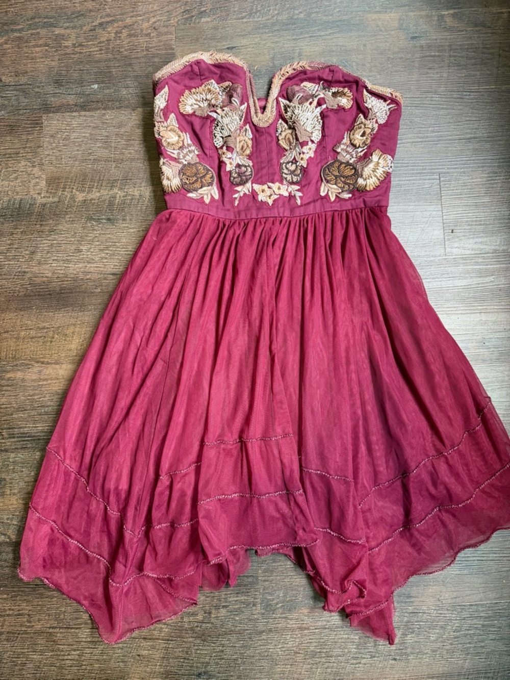 Free People Embroidered Bodice Corset Strapless Dress - Picture 3 of 3
